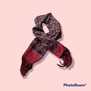 Real silk scarf with fringe trim